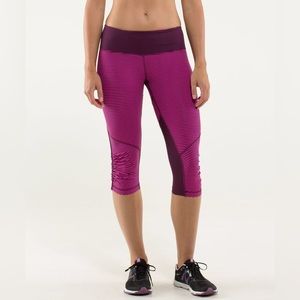 Lululemon Run For Your Life Cropped Legging Stripe Pink Plum